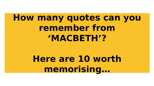 GCSE Macbeth Quotes: Dual Coding