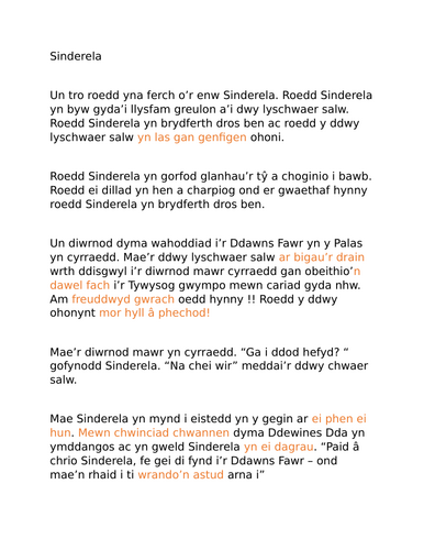 STORI SINDERELA MEWN IDIOMAU - Cymraeg Iaith Gyntaf Blwyddyn 4 a 5: dysgu idiomau
