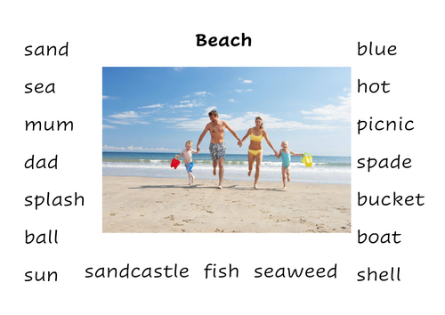 A3 Vocab for small world area (Beach)