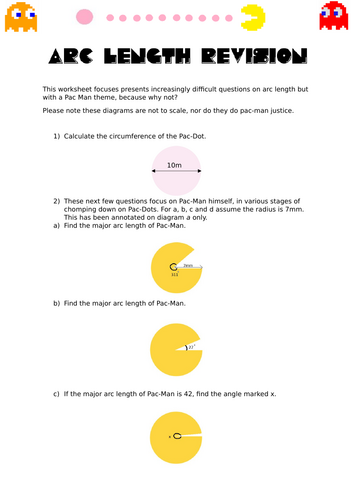 Arc Length Pac Man Worksheet