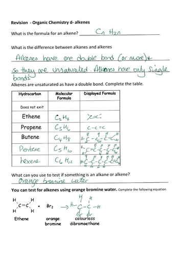 Organic chemistry revision with answers