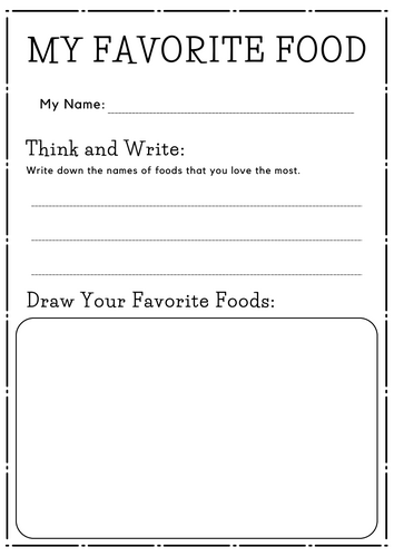 preschool my favorite food worksheet for kindergarten