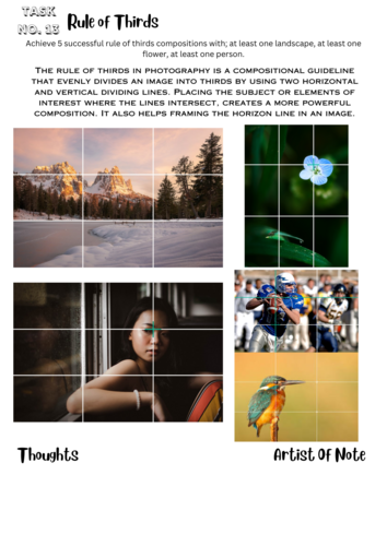 Rule of Thirds Task Sheet