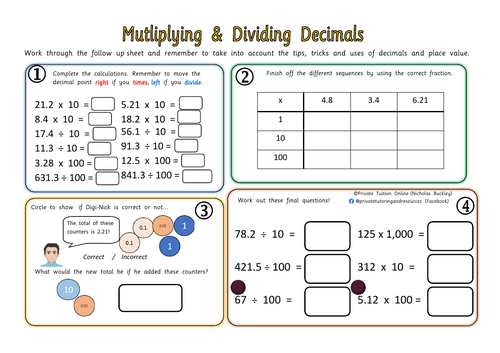 Multiplying and Dividing Decimals by 10 100 1000