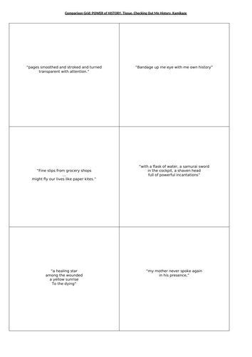 Power and Conflict Poetry. One page activities. (Five comparison grids and one Dot-to-dot)