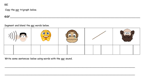 Phonics Phase 3 Worksheets (full set) Sound boxes for segmenting and blending Key Stage 1