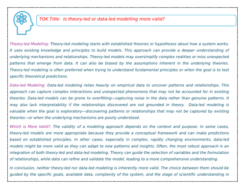 TOK Math : Is theory-led or data-led modelling more valid?