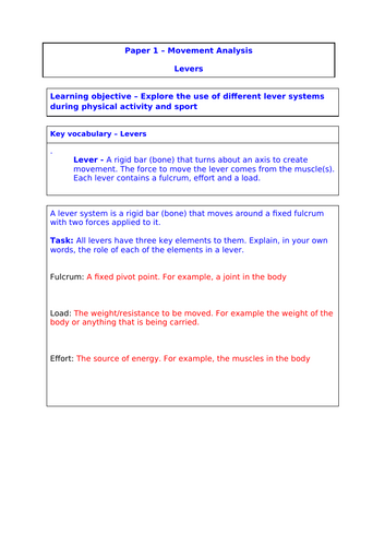 Movement Analysis - GCSE PE (AQA)