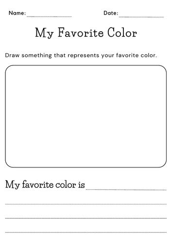 Printable my favorite color worksheet for kindergarten