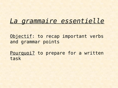 Y7 French Studio 1 Module 2 Grammar