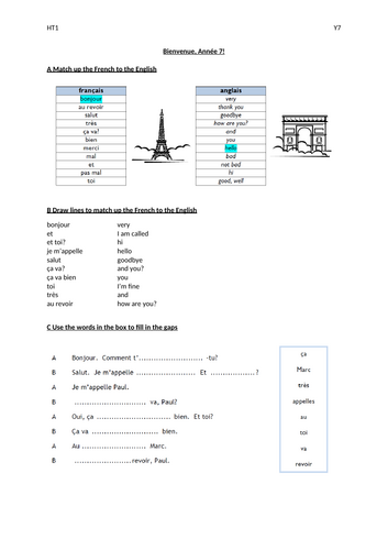 Y7 French Greetings Lesson