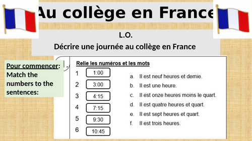 Y7 French Studio 1 Au college en France