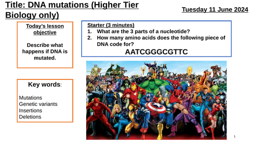 AQA GCSE Biology "Lesson 4 - DNA Mutations" BIO HT ONLY (Inheritance, Variation & Evolution Topic)