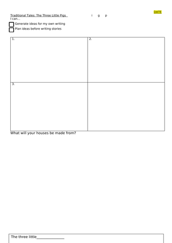 Three Little Pigs- Book and plan