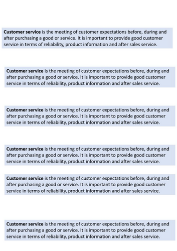GCSE Customer Service
