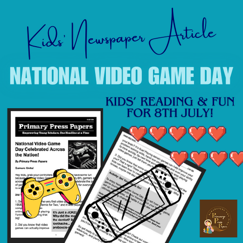 National Video Game Day Reading Adventure & Fun for Kids to July 8th!