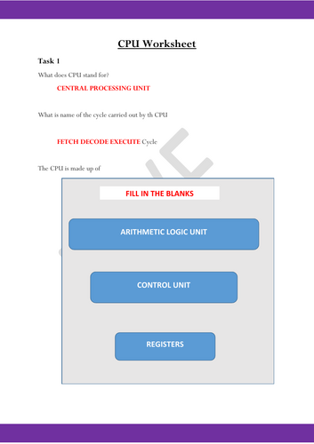 Answer CPU Worksheet