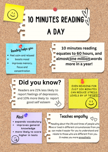 10 Minutes Reading poster, power of reading