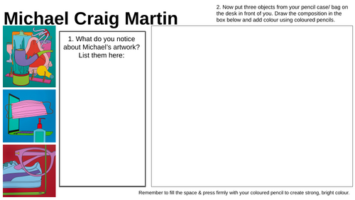 ART- Micheal Craig Martin worksheet activity