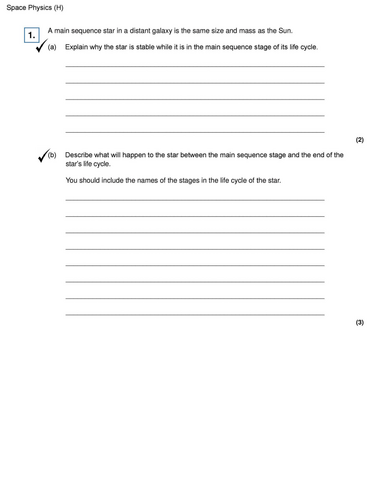 Cambridge IGCSE Space Physics questions and answers