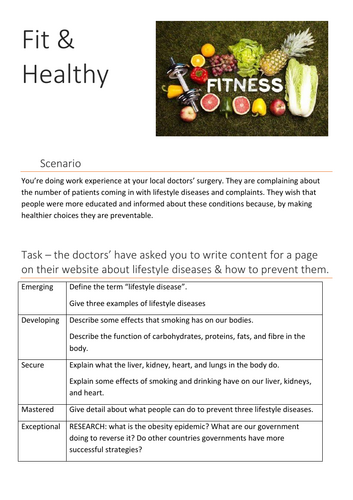 Healthy lifestyles - a self guided task