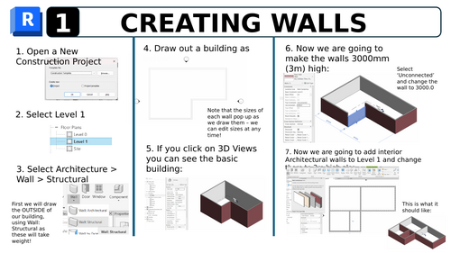 Revit Guide 1 - Creating Walls (Architecture, Engineering, Design Technology CAD software)
