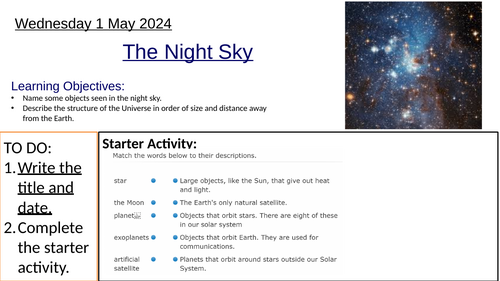 KS3 Space - The Night Sky