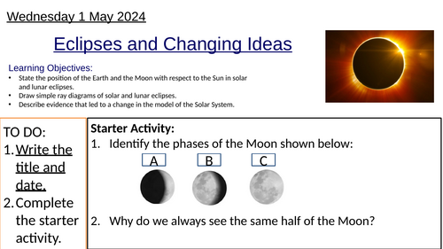 KS3 Physics Space - Eclipses and Changing Ideas: Complete Lesson