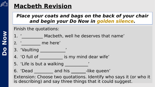 Macbeth Core Knowledge Revision Session