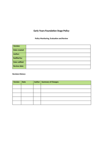 EYFS Policy