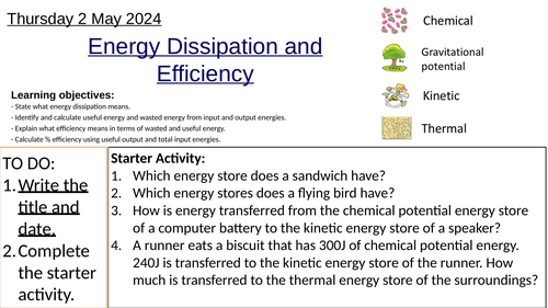 KS3 Physics Energy Dissipation and Efficiency: Complete Lesson