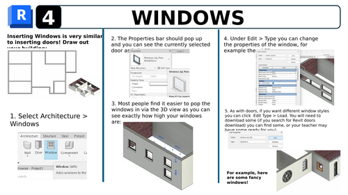Revit Guide 4 - Windows (Architecture, Engineering, Design Technology CAD software)