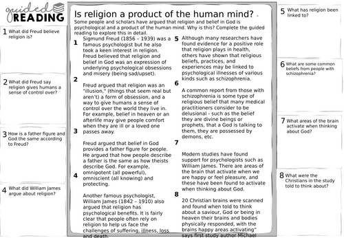 KS3 philosophy lesson - religion and psychology