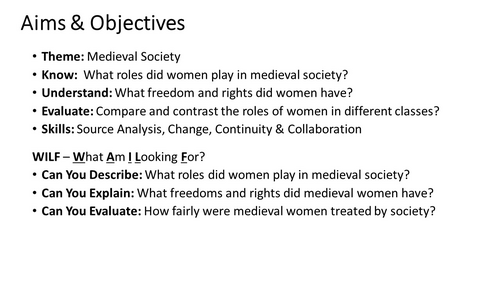 Market Place Activity - What Different Roles did Women Play in Medieval Society?