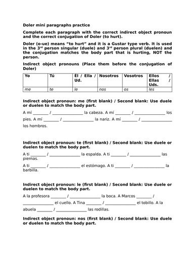 Doler mini paragraphs practice