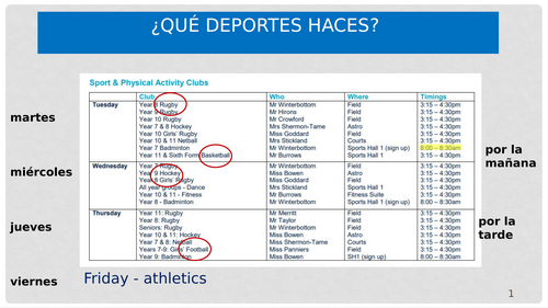 Spanish Lesson KS3 - deportes