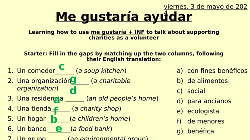 Spanish Lesson KS4 - voluntary work