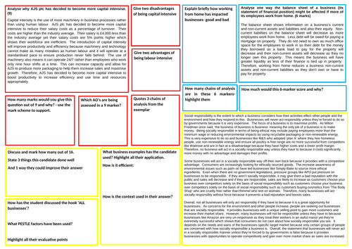 AQA a-level business exam exemplar analysis