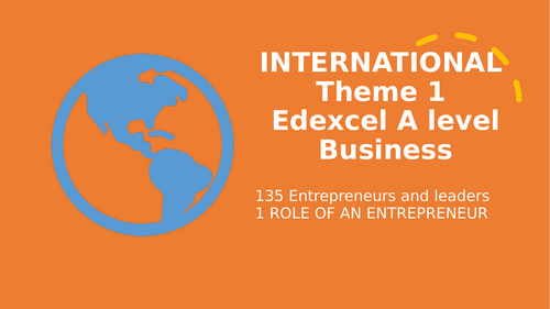 Theme 1 Marketing and people EDEXCEL IA Level Business Unit 19 Role of and entrepreneur