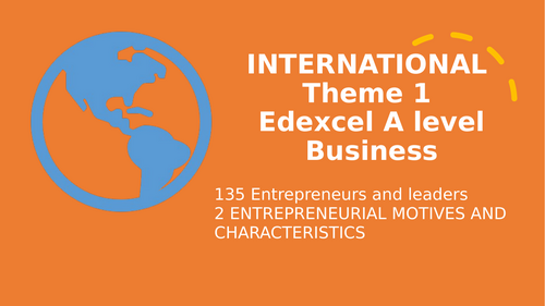 Theme 1 Marketing and people EDEXCEL IA Level Business  Unit 20 Entrepreneurial motives and charac