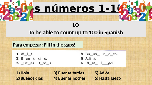 Claro 1 - Y7 Lesson Los numeros 1-100