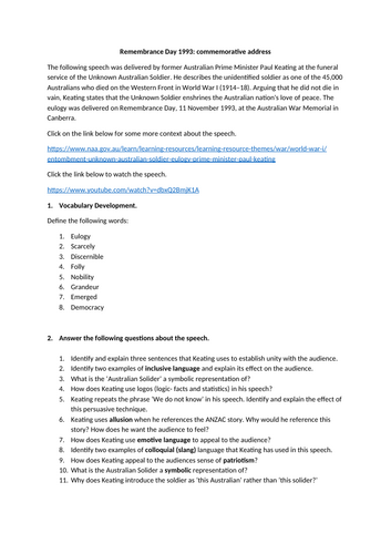 Remembrance Day 1993: commemorative address