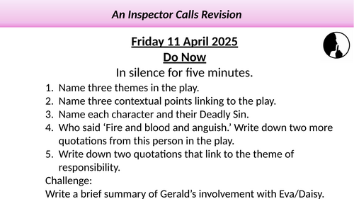An Inspector Calls - Final preparation for the 2024 Exam Eric Question