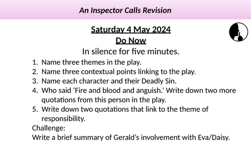 An Inspector Calls - Final preparation for the 2024 Exam Eric Question