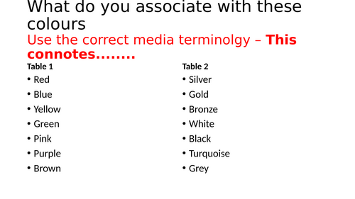 BTEC Media - Understanding Colour