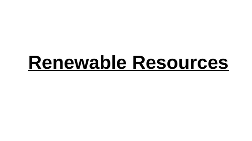 Renewable Resources KS3