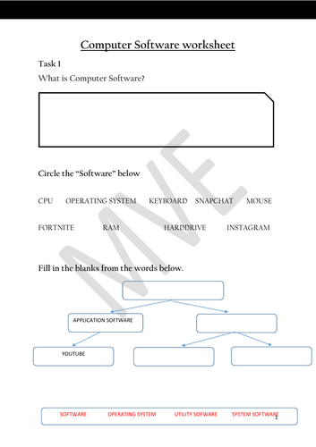 Computer Software worksheet