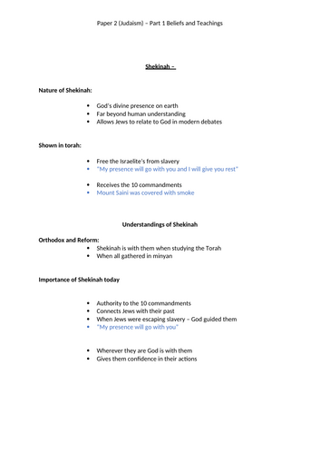 Edexcel GCSE RE Paper 2 Judaism Revision