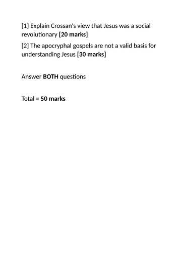 A-Level RS: Two Views of Jesus Past Paper Question + Model + Plan - Eduqas Christianity