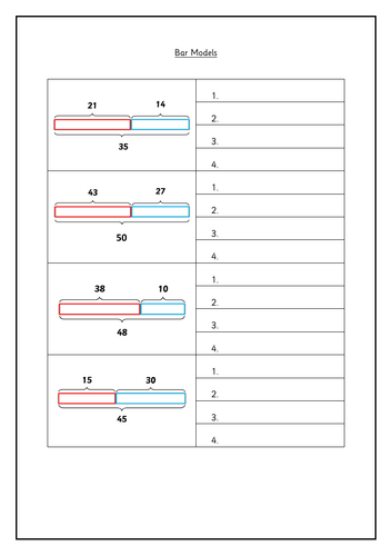 Bar model addition and subtraction